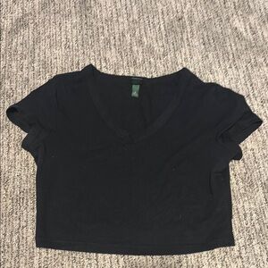 Black V-Neck Crop Top